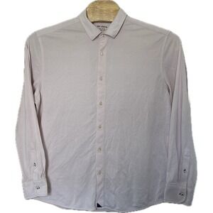 UNTUCKit Mens 2XL Shirt Long Sleeve Button-Front‎ Solid Pink 100% Cotton Knit